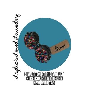 Tipi Bracelet NWT Silver Tone Stretchy With Round Beaded Design New